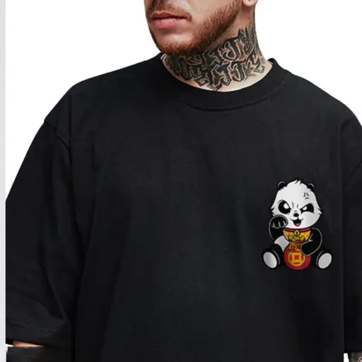 Crazy Bee Men's Black Cotton Back Print T-Shirt – Regular Fit, 3/4 Sleeves