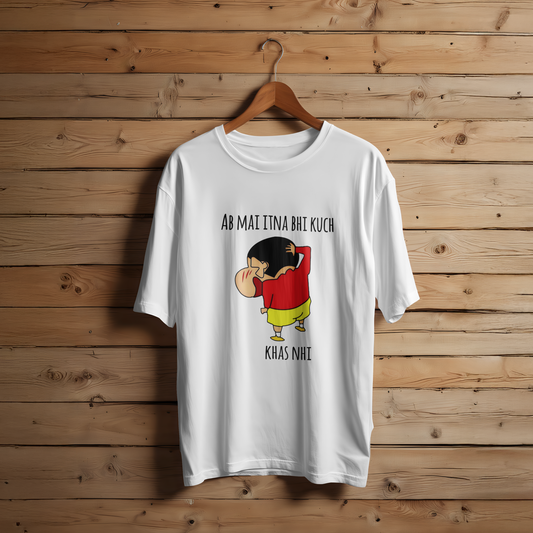Shinchan Meme T-Shirt – “Ab Main Itna Bhi Kuch Khaas Nahi”  | Oversized Unisex